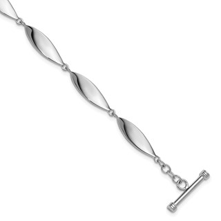 Sterling Silver Rhodium-plated Polished Twisted Ovals 7.5 inch Toggle Bracelet