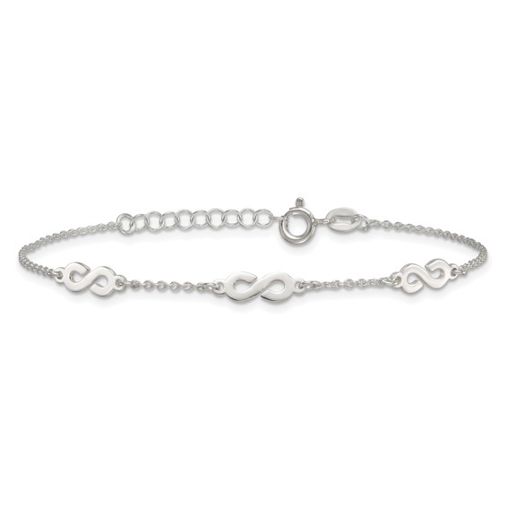 Sterling Silver Polished Infinity 7 inch with 1 inch Extension Bracelet