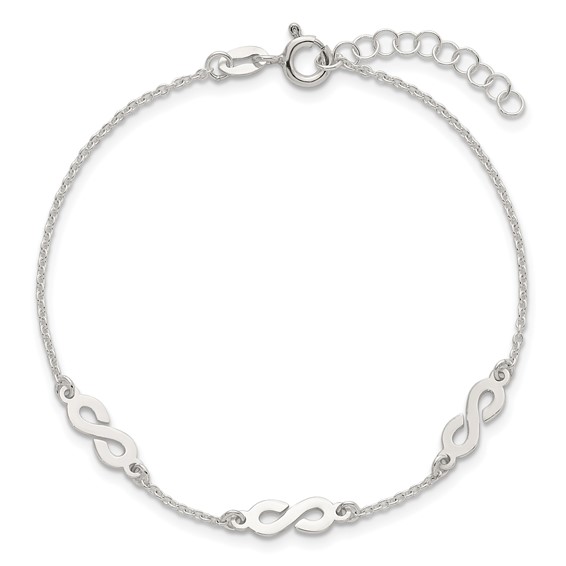 Sterling Silver Polished Infinity 7 inch with 1 inch Extension Bracelet