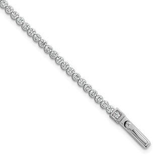 Sterling Silver Rhodium-plated Polished 2.5mm CZ 7.5 inch Tennis Bracelet