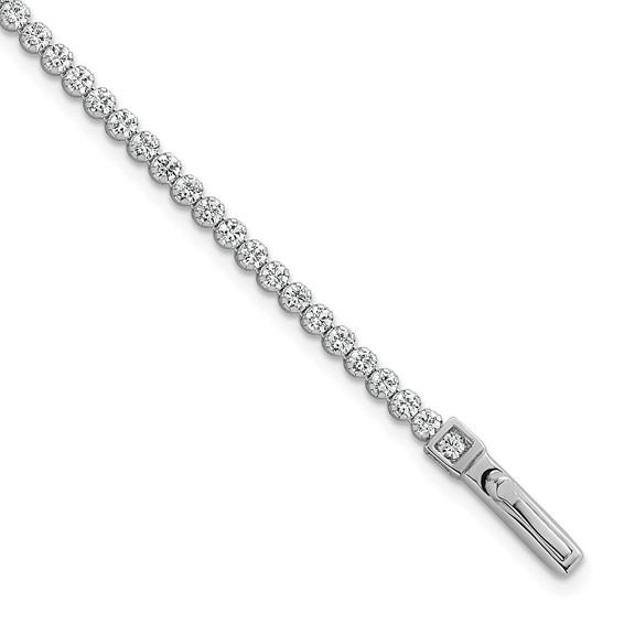 Sterling Silver Rhodium-plated Polished 2.5mm CZ 7.5 inch Tennis Bracelet