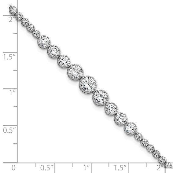 Sterling Silver Rhodium-plated Polished Graduated bezel-set CZ 8 inch Tennis Bracelet