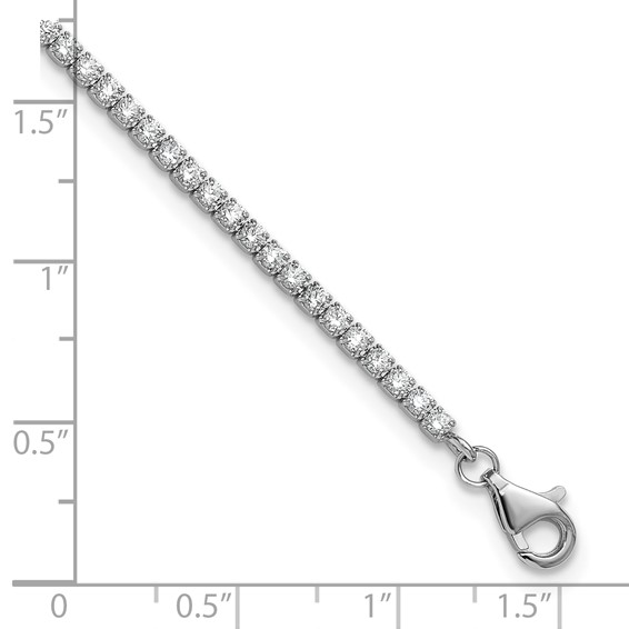 Sterling Silver Rhodium-plated 2mm CZ 9 inch Plus 0.75 inch Extender  - Total 9.75inch Anklet