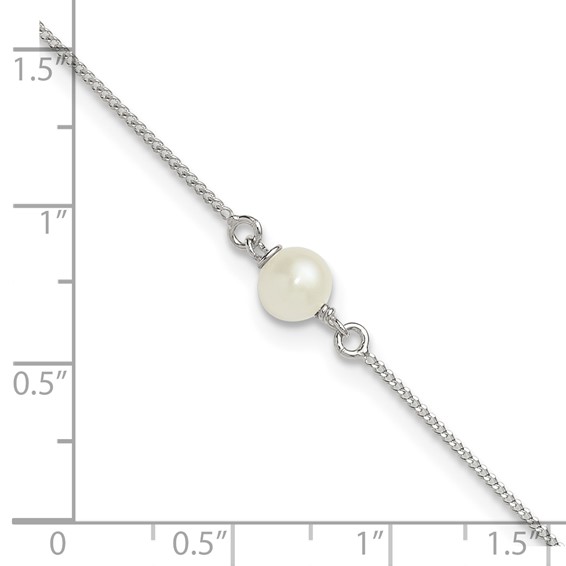 Sterling Silver Freshwater Cultured Pearl 9 inch Plus 1 inch Extender - Total 10 inch Anklet