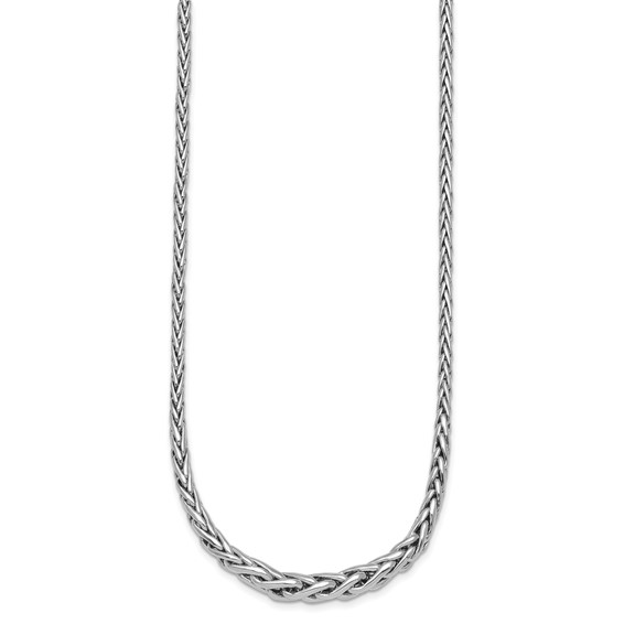 Sterling Silver Rhodium-plated Fancy Graduated Braided Link 16 inch with 2 inch Extender Necklace