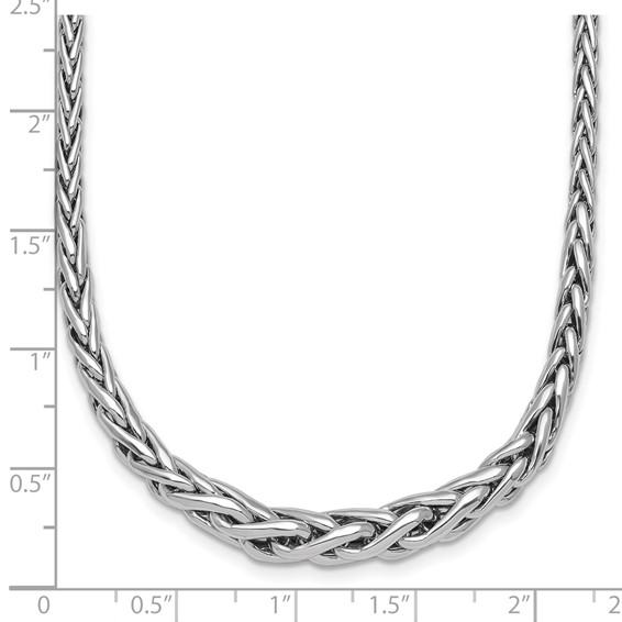 Sterling Silver Rhodium-plated Fancy Graduated Braided Link 16 inch with 2 inch Extender Necklace