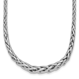 Sterling Silver Rhodium-plated Fancy Graduated Braided Link 16 inch with 2 inch Extender Necklace