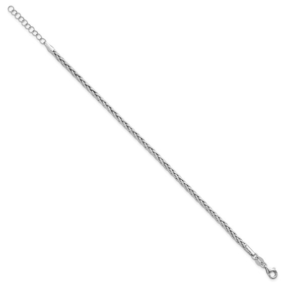 Sterling Silver Rhodium-plated Fancy Braided Link 7 inch with 1 inch Extender Bracelet