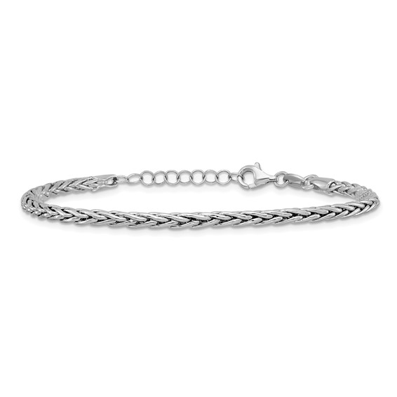 Sterling Silver Rhodium-plated Fancy Braided Link 7 inch with 1 inch Extender Bracelet