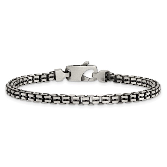 Sterling Silver Antiqued Brushed Fancy Box Link Bracelet
