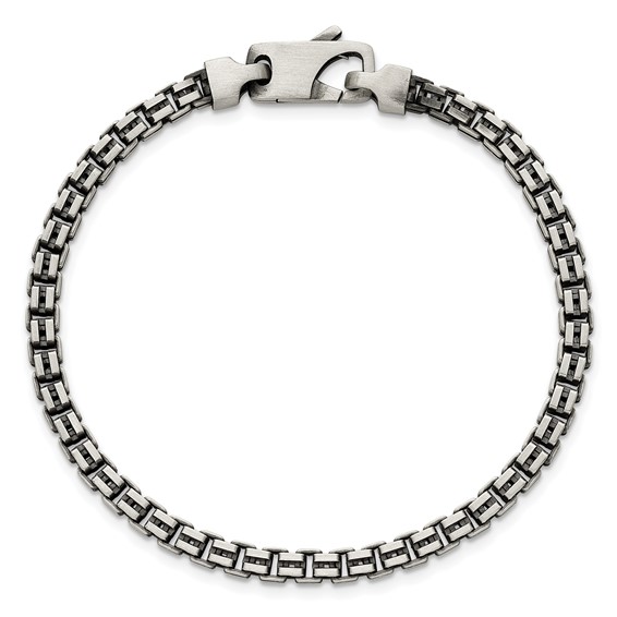 Sterling Silver Antiqued Brushed Fancy Box Link Bracelet