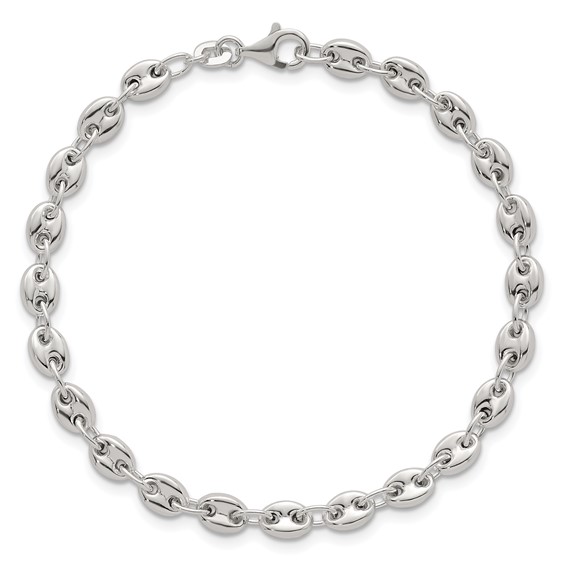 Sterling Silver Polished 4.8mm Puffed Mariner/Anchor Link 7.5 Inch Bracelet