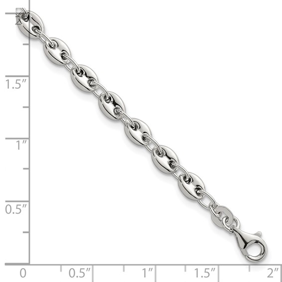 Sterling Silver Polished 4.8mm Puffed Mariner/Anchor Link 7.5 Inch Bracelet