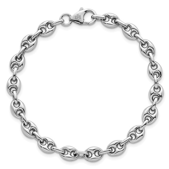 Sterling Silver Puffed Mariner Link Bracelet