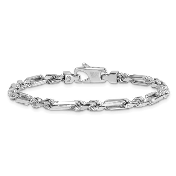 Sterling Silver Rhodium-plated Polished 4.75mm Figaro Rope Chain 8 inch Bracelet