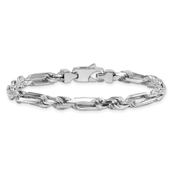 Sterling Silver Rhodium-plated Polished 5.5mm Figaro Rope Chain 8 inch Bracelet
