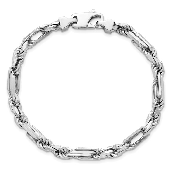 Sterling Silver Rhodium-plated Polished 5.5mm Figaro Rope Chain 8 inch Bracelet