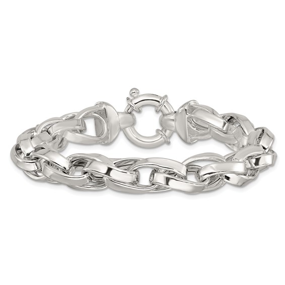 Sterling Silver Polished Double Twisted Link 7.75 inch Bracelet