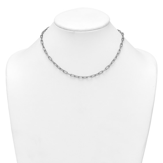 Sterling Silver Rhodium-plated Polished and Twisted Paperclip Link 16 Inch with 2 Inch Extension Necklace