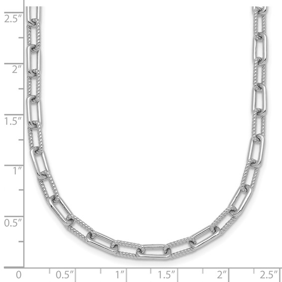 Sterling Silver Rhodium-plated Polished and Twisted Paperclip Link 16 Inch with 2 Inch Extension Necklace