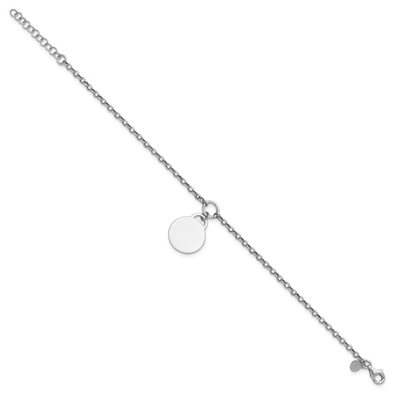 Sterling Silver Rhodium-plated Polished 7 inch with 1 inch extender Round Disc Bracelet