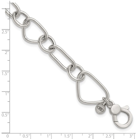 Sterling Silver Polished Triangle Round and Oval Link 8 inch with 1 inch extender Bracelet
