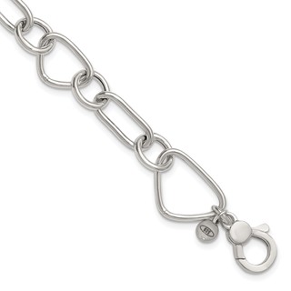 Sterling Silver Polished Triangle Round and Oval Link 8 inch with 1 inch extender Bracelet