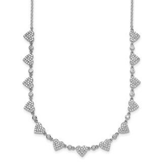 Sterling Silver Pave Hearts Necklace