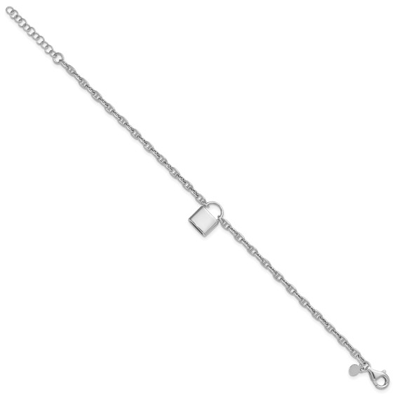 Sterling Silver Rhodium-plated 7 inch with 1 inch extender Lock Bracelet