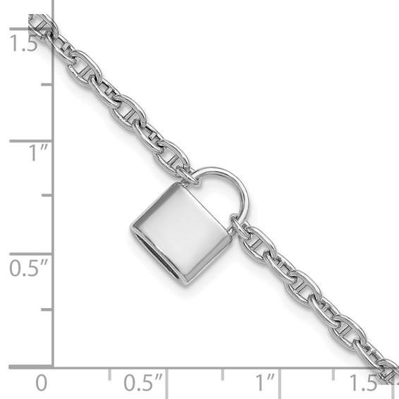 Sterling Silver Rhodium-plated 7 inch with 1 inch extender Lock Bracelet