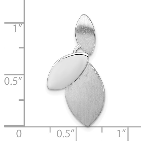 Sterling Silver Rhodium-plated Brushed and Polished Fancy Leaves Chain Slide Pendant