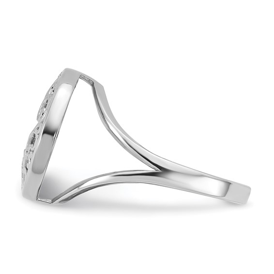 Sterling Silver Rhodium-plated Polished Filigree Mother of Pearl Filigree Circle Size 6 Ring