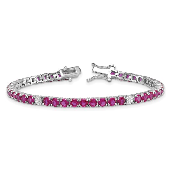 Sterling Silver Colored and White CZ Tennis Bracelet