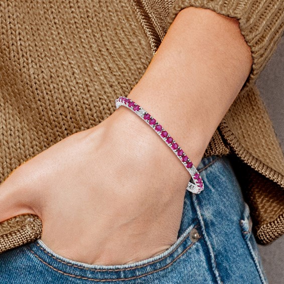 Sterling Silver Colored and White CZ Tennis Bracelet