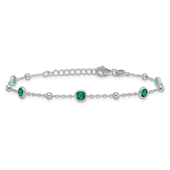Sterling Silver Beaded and CZ Bracelet