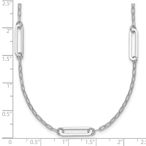 Sterling Silver Rhodium-plated Polished Paperclip Link 9-Station 24 Inch Necklace