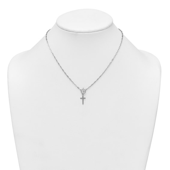 Sterling Silver Paperclip Chain with Cross