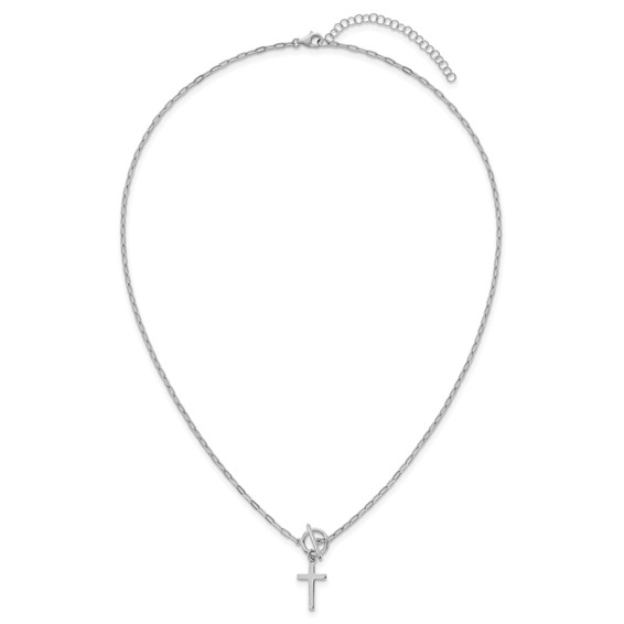 Sterling Silver Paperclip Chain with Cross