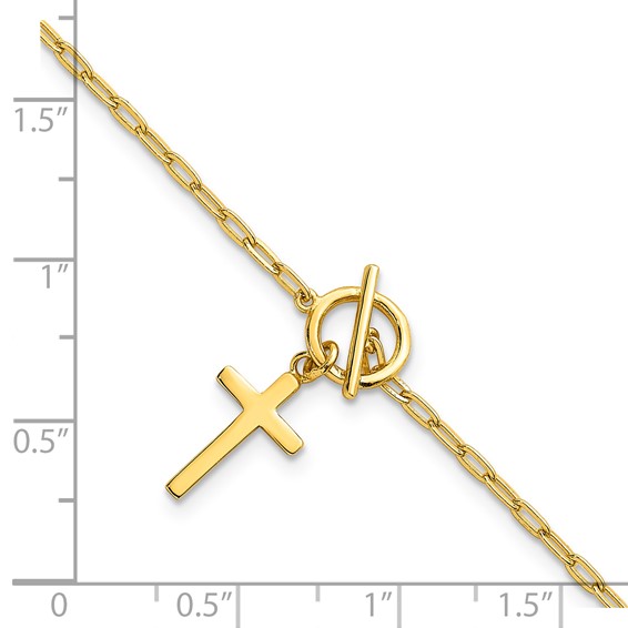 Sterling Silver Paperclip Chain with Cross Bracelet