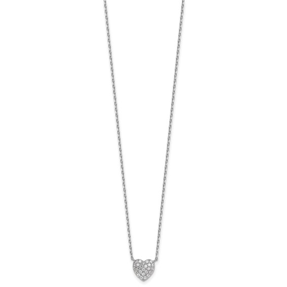 Sterling Silver Pave CZ Heart Necklace