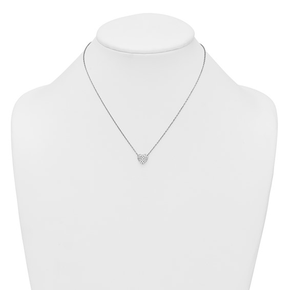 Sterling Silver Pave CZ Heart Necklace