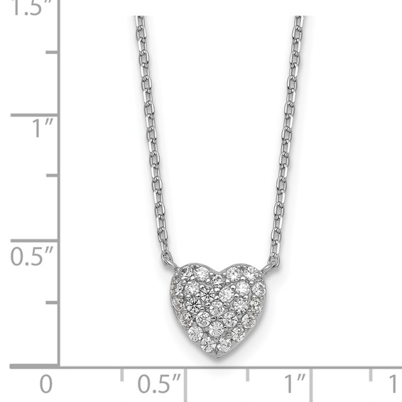 Sterling Silver Pave CZ Heart Necklace