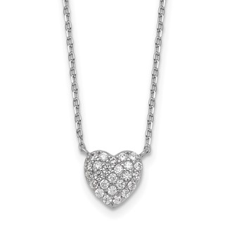 Sterling Silver Pave CZ Heart Necklace