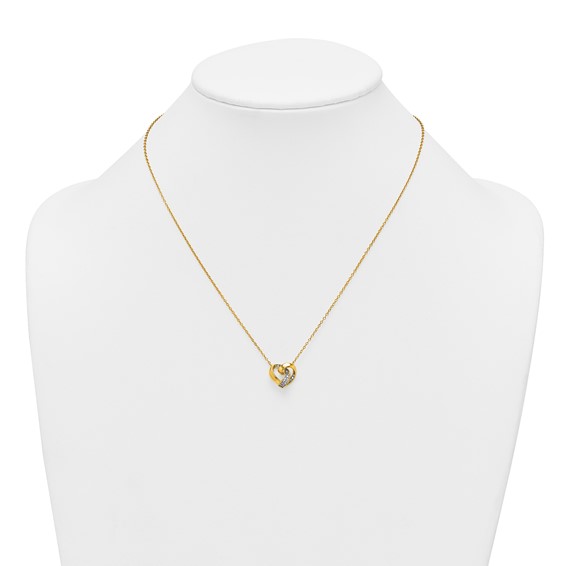 Sterling Silver Gold-tone Polished CZ Love Knot Heart 18 inch Necklace