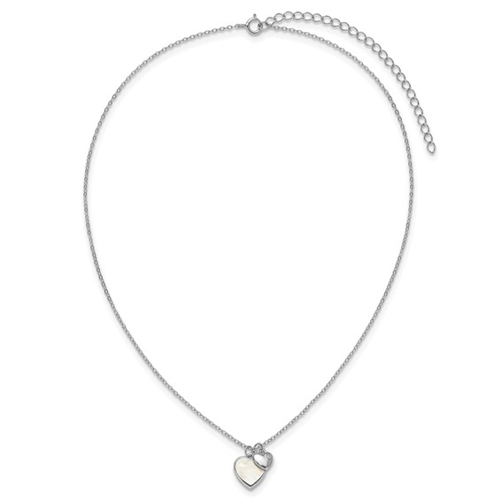 Sterling Silver Mother of Pearl and CZ Necklace