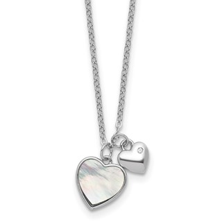 Sterling Silver Mother of Pearl and CZ Necklace