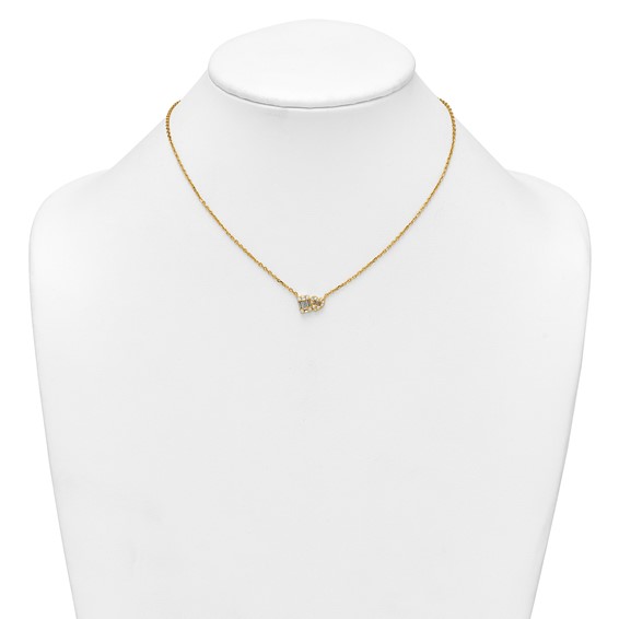 Sterling Silver Heart and Rectangle CZ Necklace