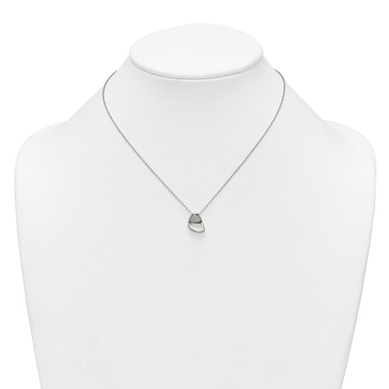Sterling Silver Polished Pebble 16 Inch with 2 Inch Extension Necklace