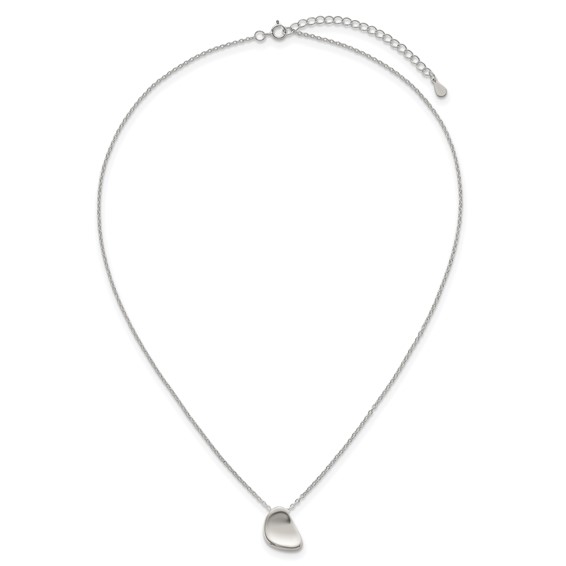 Sterling Silver Polished Pebble 16 Inch with 2 Inch Extension Necklace