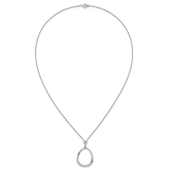 Sterling Silver Rhodium-plated Polished CZ Rounded Teardrop 17.5 Inch Necklace